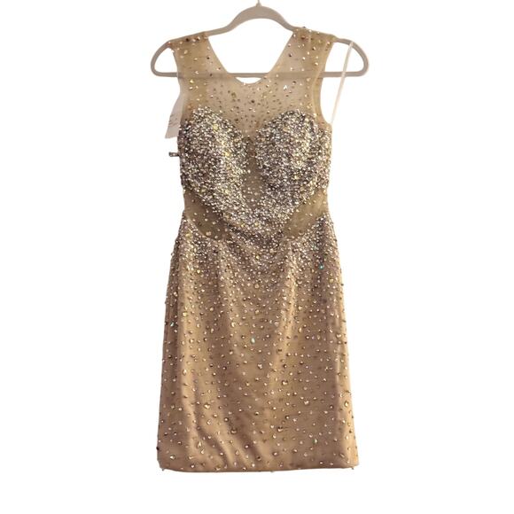 Mac Duggal Prom Formal Homecoming Nude Silver Size 2 NWT - Picture 3 of 10